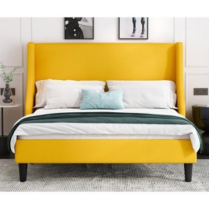 Allewie Bed Frame, Platform Bed Frame with Upholstered Headboard, Modern Deluxe Wingback, Wood Slat Support, Mattress Foundation - 1 of 4