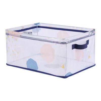 Unique Bargains Fabric Sturdy Collapsible Storage Bin with Handles for Shelves Closet 1 Pack