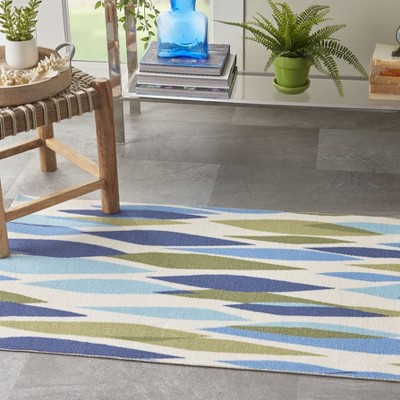 Seaglass Blue and White Synthetic Small Area Rug