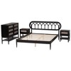 Baxton Studio Florica Art Deco Black Wood Queen 4-Piece Bedroom Set with Two Nightstands - 3 of 4