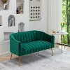 SEYNAR Modern Glam Comfy 50" Metal Legs Curved Sofa 2 Seaters Loveseat with Tufted Back - 3 of 4