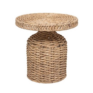 Storied Home Hand-Woven Water Hyacinth Accent Table Natural: Durable, No-Tool Assembly, Boho Style - 1 of 4
