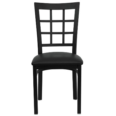Hercules Series 36.5" High Black Metal Side Chair with Vinyl Seat