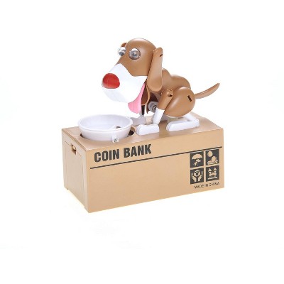 My Dog Piggy Bank - Robotic Coin Munching Toy Money Box (White Brown)