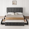Garvee King Size Bed Frame with 4 Storage Drawers and Headboard, Upholstered Platform Bed Frame with Wooden Slats Support, No Box Spring Needed, Gray - 2 of 4