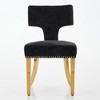 Akoasm Set of 2 Modern Linen Fabric Upholstered Dining Chairs with Curved Backrest and Steel Legs For Dining Room & Kitchen-Black - 3 of 4