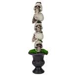 Northlight 16" Skull Tower Topiary in Urn Halloween Decoration