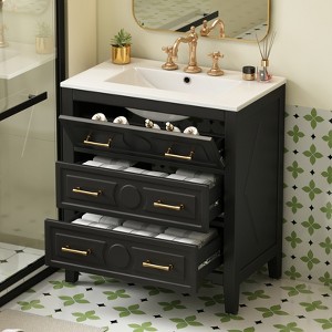 YOOCOZZ FreeStanding Bathroom Vanity with Ceramic Sink and 3 Drawers - 1 of 4