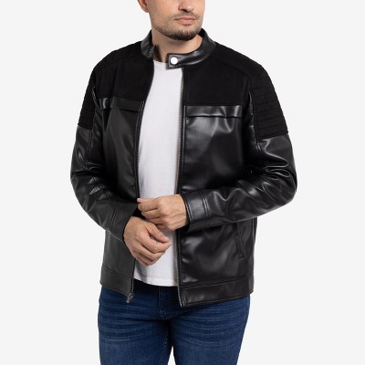 X RAY Mens Motorcycle PU Leather Jacket With Faux Shearing Lining