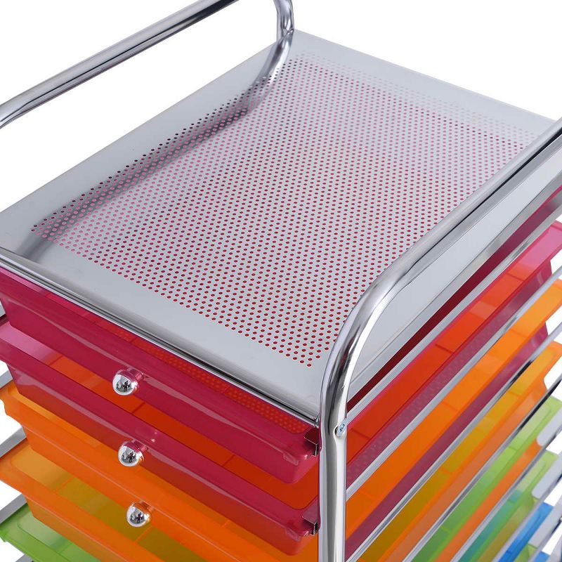 Tangkula 10 Drawer Scrapbook Paper Organizer Rolling Storage Cart for Office School, 5 of 11