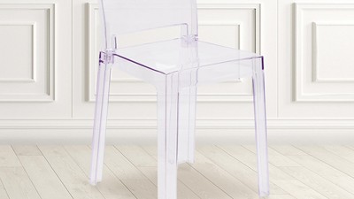 Emma and Oliver Ghost Chair with Square Back in Transparent Crystal