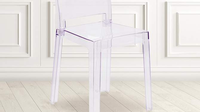 Emma and Oliver Ghost Chair with Square Back in Transparent Crystal, 2 of 13, play video
