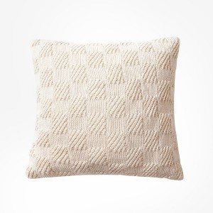 Amelie Home Aberdour Basket weave Knit Pillow,Beige(Square） - 1 of 4