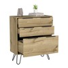 Okak 3-Drawer Dresser,Chest of Drawers with Handles and Legs,Wood Finish Storage Cabinets for Living Room,Entryway,Beige - 2 of 4