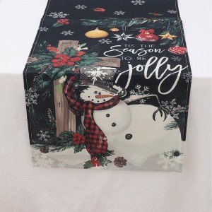 Unique Bargains Table Runner Rectangular Winter Christmas Pattern 21 Linen Colorful 1 Pc - 1 of 3