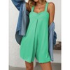Women's Summer Casual Rompers Square Neck Sleeveless Short Overalls Bib Loose Jumpsuit with Pockets - 4 of 4