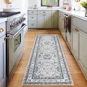 Washable Area Rugs for Living Room Vintage Floral Rug Soft Non Shedding Throw Rugs Stain Resistant Carpet - 1 of 4
