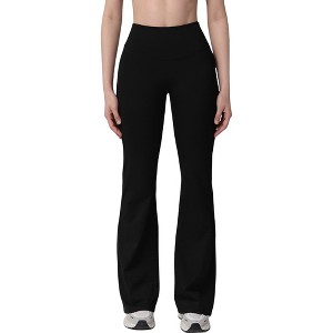 Anna-Kaci Active Women's High Waist Flare Lounge Pants with Smooth Woven Fabric and Fitted Contoured Silhouette - 1 of 4