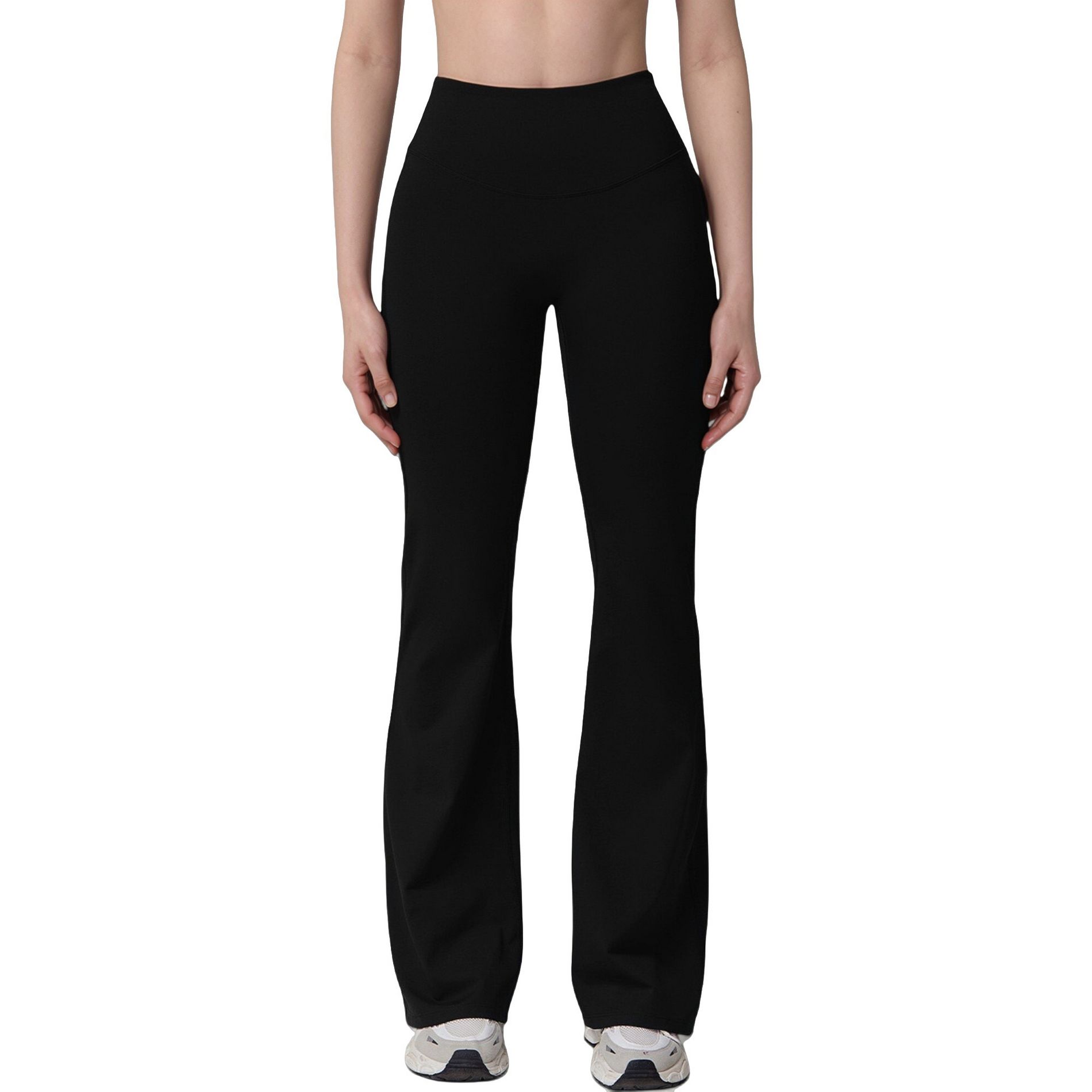 Anna-Kaci Active Women's High Waist Flare Lounge Pants with Smooth Woven Fabric and Fitted Contoured Silhouette