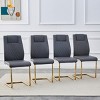 Set of 4 Faux Leather Dining Chairs with High Back and Metal Legs,Modern Upholstered Chairs for Kitchen or Dining Room-The Pop Home - 2 of 4