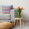 16"x16" Spring Zippy Striped Square Throw Pillow Chambray - e by design: Indoor Polyester Twill, Sewn Seam Closure - 3 of 4