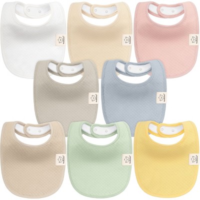 Image of KeaBabies 8pk Organic Quin Baby Bibs for Drooling and Teething, Cotton Drool Bibs, Newborn Baby Boys, Baby Girls Bibs (Dawn)