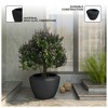 LeisureMod Round Planter Pot in Fiberstone with Drainage Holes for Indoor and Outdoor Vessel Collection in Black - 4 of 4