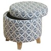 Cole Classics Round Storage Ottoman Flared Wood Leg - HomePop - 2 of 4