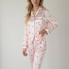 Anna-Kaci Lounge Women's Satin Long Sleeve Pajama Set with Mini Bow Print Button-Up Top and Chest Pocket - 2 of 4