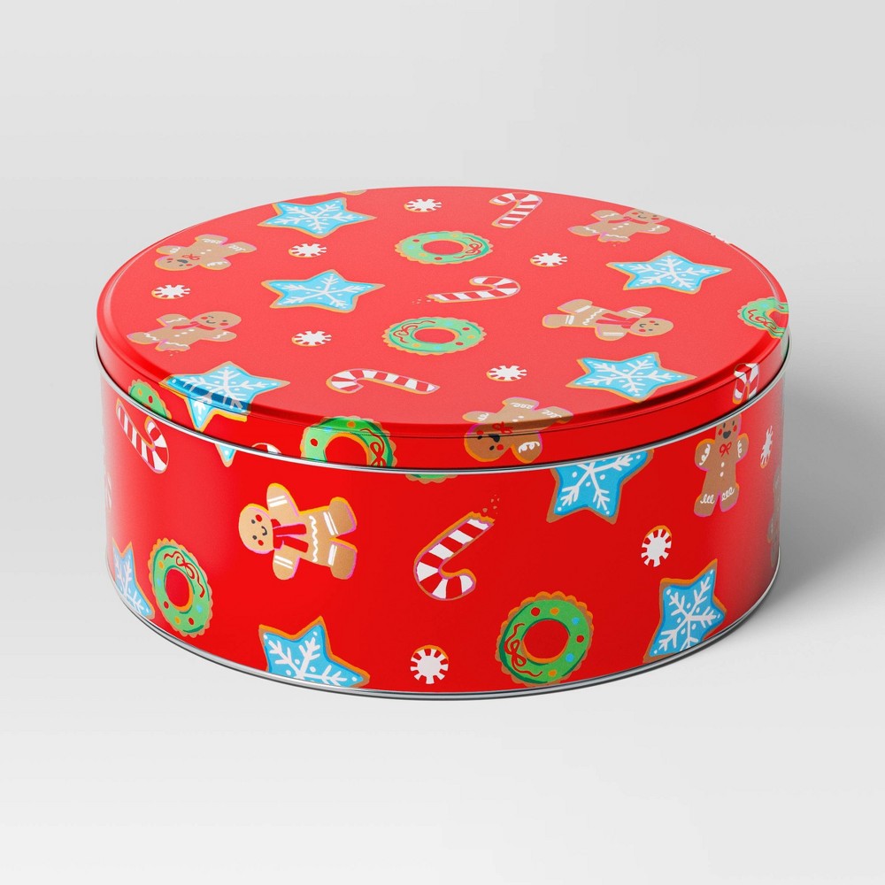 8.25"x3" Christmas Cookies Gift Box - Wondershop™: Holiday Cookie Tin, Multicolored Iron, Classic Patterns