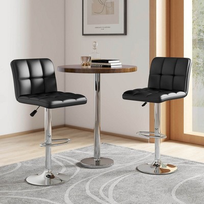 Black Adjustable Swivel Metal Bar Stools Set of 2