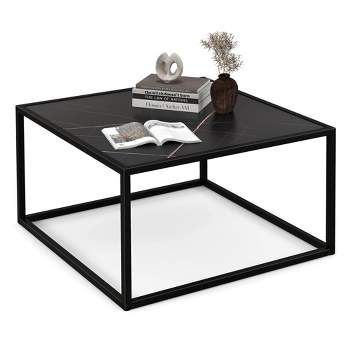 Costway Coffee Table Modern Rectangular Coffee Table Metal Frame For Living Room