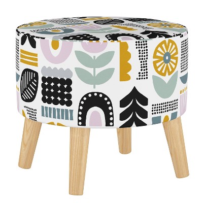 Round Ottoman with Splayed Legs Helsinki Block Lavender - Skyline Furniture