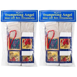Northlight Trumpeting Angel Mini Gift Box Christmas Ornaments - 2" - Set of 24 - 1 of 4