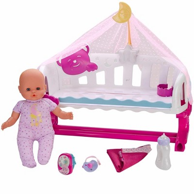 Nenuco Sleep with Me Baby Doll and Cradle with Pretend Baby Monitor Playset