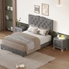 Merax Full Size Upholstered Velvet Platform Bed with Tufted Headboard and Rivet Design - 2 of 4