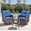 Buenhomino Patio Furniture Set Wicker Swivel Glider Chairs PE Rattan Sofa Ottomans with Blue Cushions Patio Conversation Set - 2 of 4