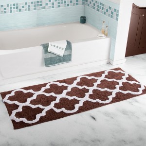 Hastings Home 100% Cotton Trellis Bathroom Mat- 24x60 inches - Chocolate - 1 of 4