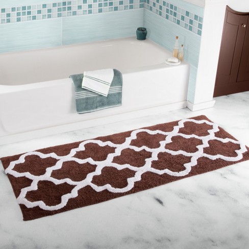 Hastings Home 100% Cotton Trellis Bathroom Mat- 24x60 inches - Chocolate - image 1 of 4