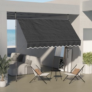 Sapphtopaz Retractable Awning Manual Patio Awnings Sunshade Shelter UV Resistant Aluminum Frame for Deck, Balcony, Yard - 1 of 4