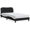 vidaXL Bed Frame without Mattress Black and White 39.4"x74.8" Faux Leather - 2 of 4