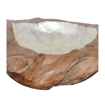 Elegant Handcrafted Teak Wood Decorative Bowl with Stand