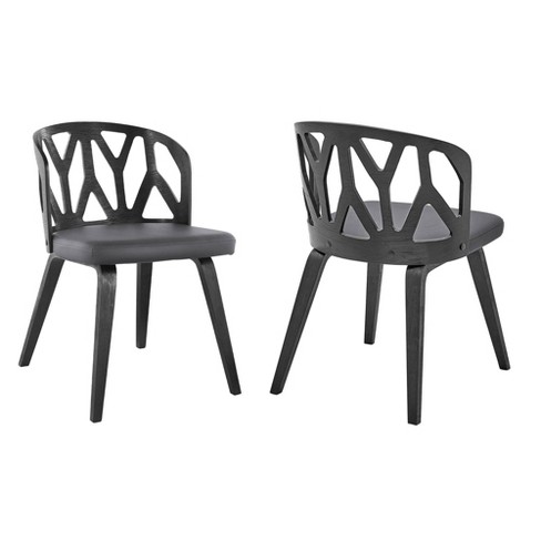 Set of 2 Louane Faux Leather Upholstered and Wood Dining Chairs Beige/Black  - Baxton Studio