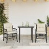vidaXL 3 Piece Black Poly Rattan Bistro Set with Cushions and Tempered Glass Table - Perfect for Garden, Patio, Backyard, or Balcony - 2 of 4