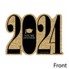 Big Dot of Happiness Gold 2024 Graduation Party Invitations - Shaped Fill-In Invite Cards with Envelopes - Set of 12 - 3 of 4