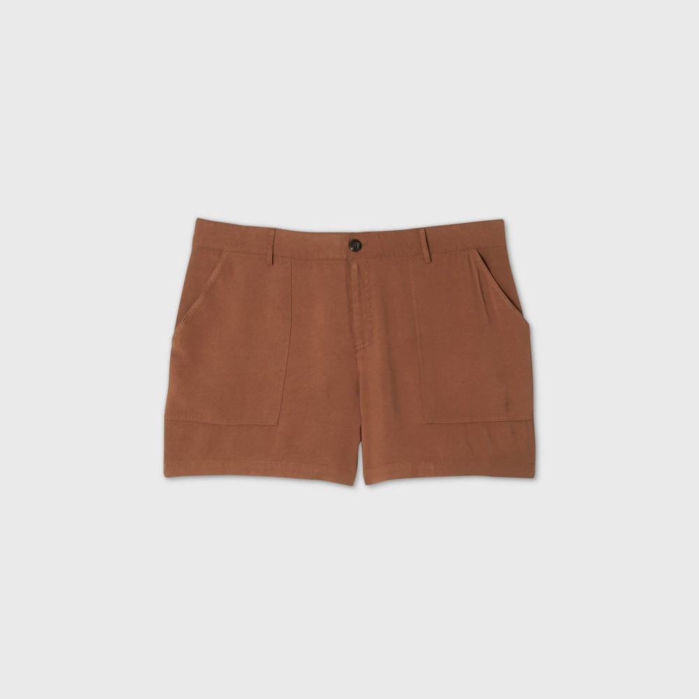 Women's Plus Size Mid-Rise Utility Shorts - Ava & Viv Brown 1X was $22.99 now $15.0 (35.0% off)