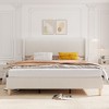 Homhougo Bed Frame, Upholstered Platform Corduroy Bed Frame with Vertical Channel Tufted Wingback Headboard - 3 of 4