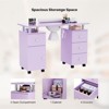 Karlhome 42.5 in. White MDF 3-Drawer Manicure Table Nail Desk with Storage, Doors, Electric Dust Collector - 3 of 4