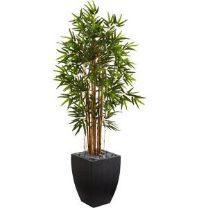 Nearly Natural 5-ft Bamboo Artificial Tree in Black Wash Planter - 1 of 1