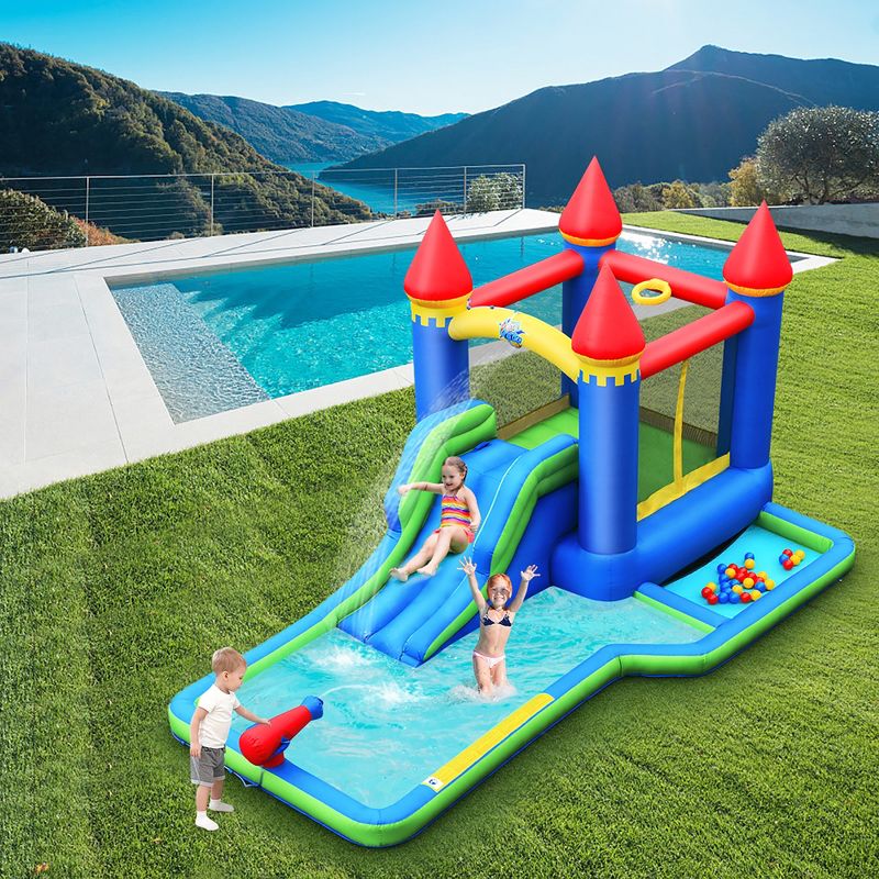 Costway Inflatable Castle Bouncer Bounce House Slide Water Park BallPit with 580W Blower, 3 of 11